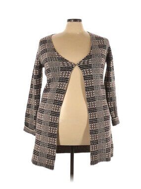 Love Token Brown Black Beige Tan Long Sleeve Mid Length Duster Size XL